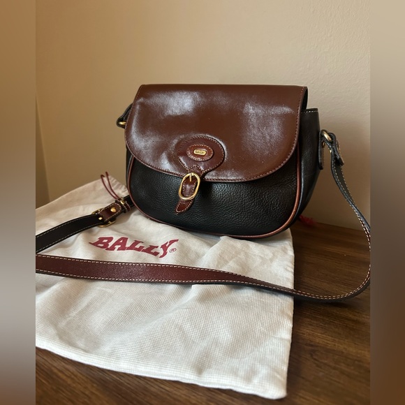 Bally Handbags - Bally Brown & Black Leather Shoulder Bag / Crossbody + Dustbag